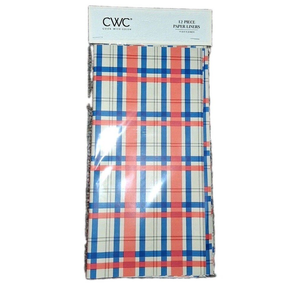 Cook With Color Plaid Food Liner Paper Sheets 12ct NWT